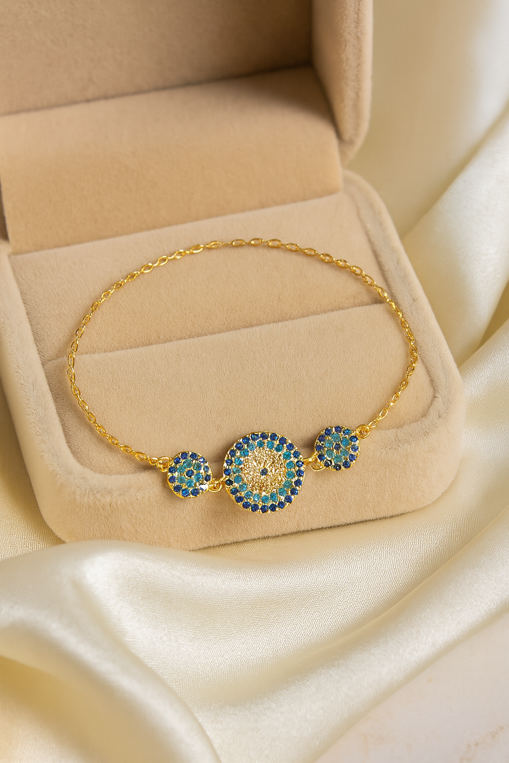 Trio Evil Eye 925 Sterling Silver Bracelet – Elegant Gold & Silver Protective Bracelet for Women