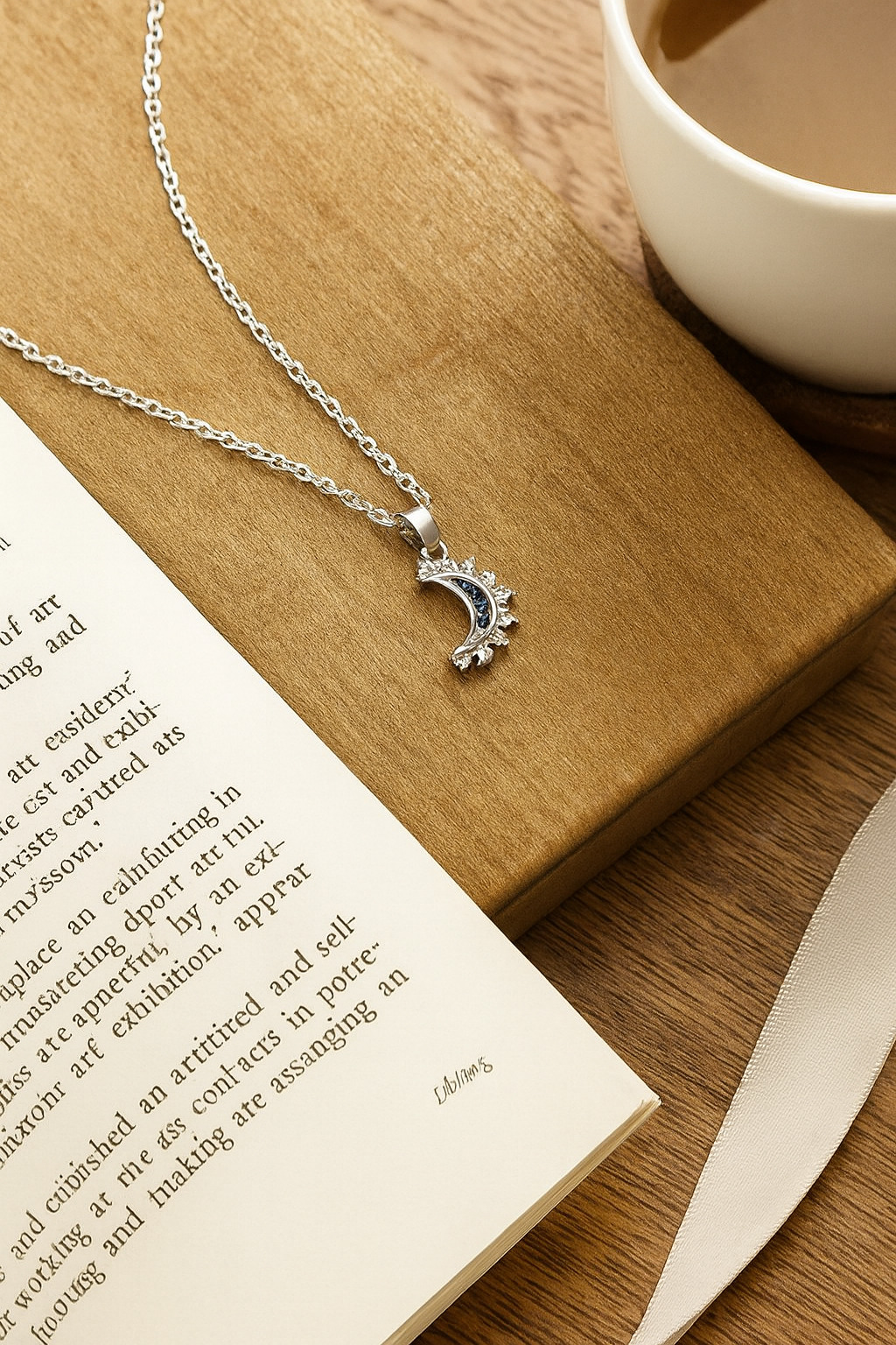 Lustra Luna 925 Sterling Silver Necklace – Gold & Silver Pendant with 18K Gold Plating, Elegant Sterling Silver Jewelry