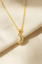 Lustra Luna 925 Sterling Silver Necklace – Gold & Silver Pendant with 18K Gold Plating, Elegant Sterling Silver Jewelry