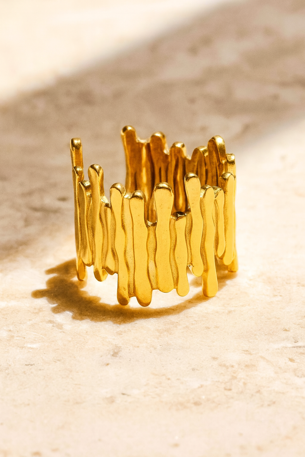 Elysian Lines 18K Gold Plated Adjustable Ring – 304 Stainless Steel Band, Waterproof, Non-Tarnish, Durable Plated Jewelry