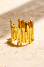 Elysian Lines 18K Gold Plated Adjustable Ring – 304 Stainless Steel Band, Waterproof, Non-Tarnish, Durable Plated Jewelry
