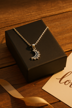 Lustra Luna 925 Sterling Silver Necklace – Gold & Silver Pendant with 18K Gold Plating, Elegant Sterling Silver Jewelry