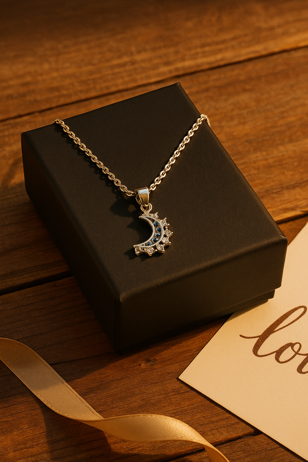 Lustra Luna 925 Sterling Silver Necklace – Gold & Silver Pendant with 18K Gold Plating, Elegant Sterling Silver Jewelry