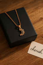 Lustra Luna 925 Sterling Silver Necklace – Gold & Silver Pendant with 18K Gold Plating, Elegant Sterling Silver Jewelry