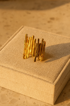 Elysian Lines 18K Gold Plated Adjustable Ring – 304 Stainless Steel Band, Waterproof, Non-Tarnish, Durable Plated Jewelry