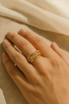 Zeraphine Stackable Layer 925 Sterling Silver Ring – Gold & Platinum Plated Layered Stackable Band for Women