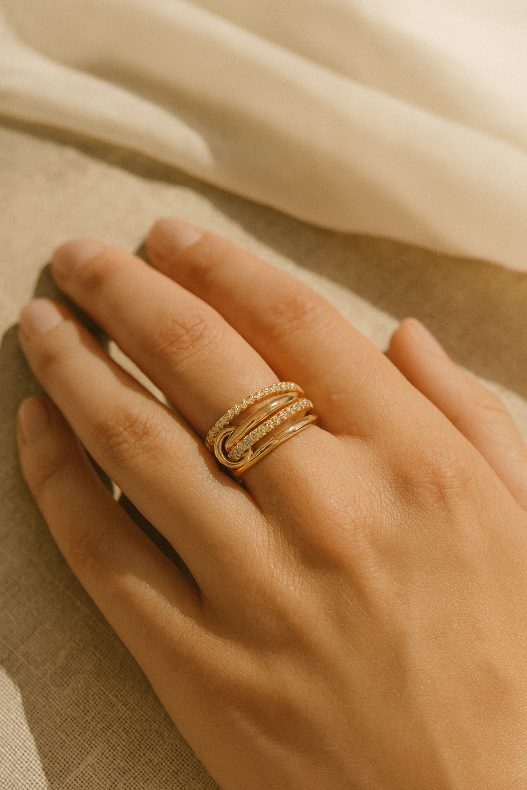 Zeraphine Stackable Layer 925 Sterling Silver Ring – Gold & Platinum Plated Layered Stackable Band for Women