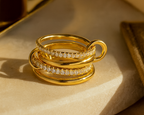 Zeraphine Stackable Layer 925 Sterling Silver Ring – Gold & Platinum Plated Layered Stackable Band for Women