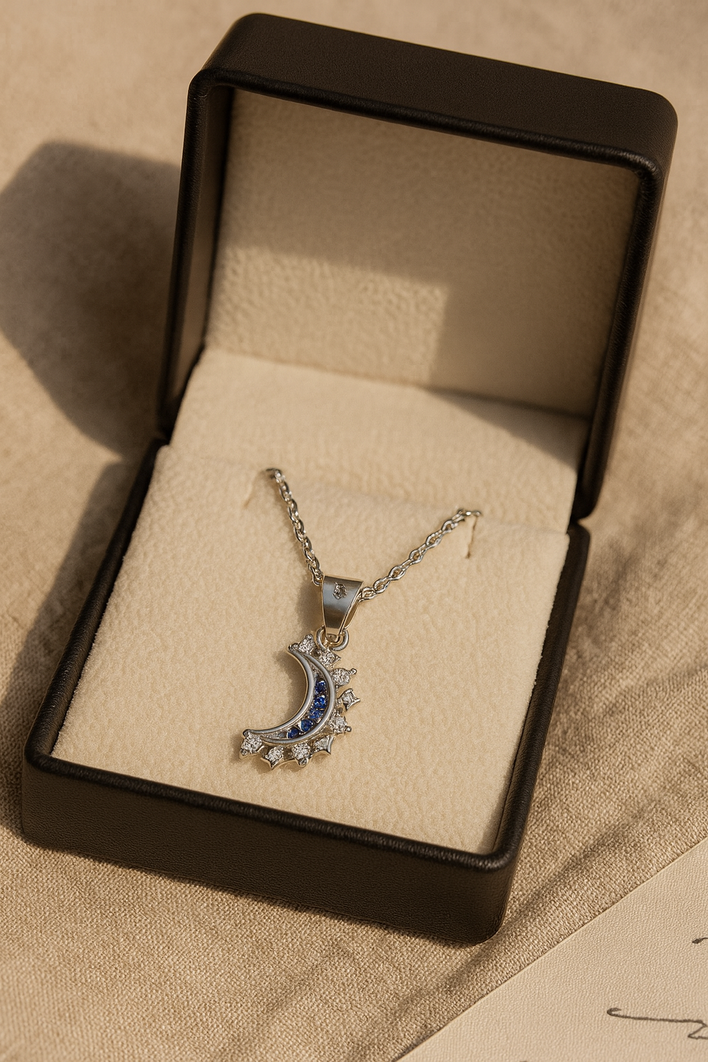 Lustra Luna 925 Sterling Silver Necklace – Gold & Silver Pendant with 18K Gold Plating, Elegant Sterling Silver Jewelry
