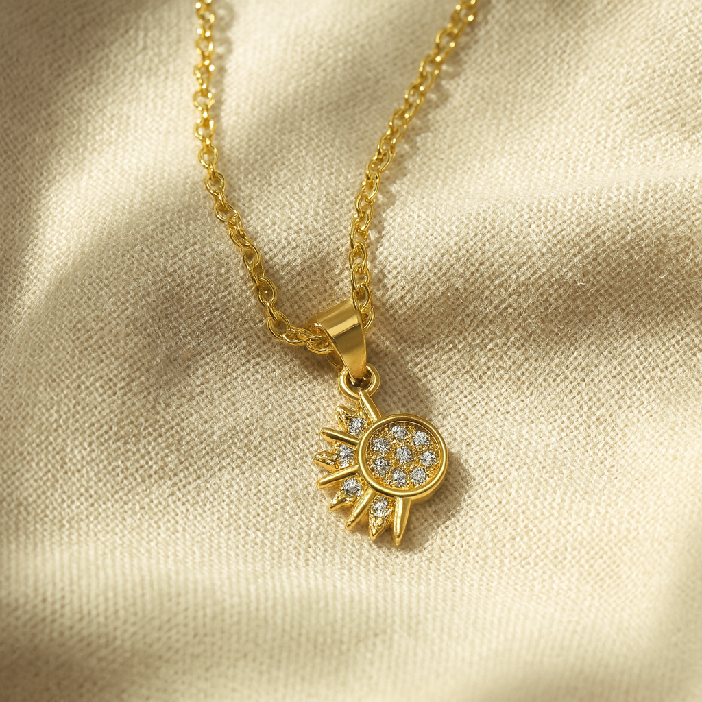 Lustra Sol 925 Sterling Silver Necklace – Gold & Silver Pendant with 18K Gold Plating, Elegant Sterling Silver Jewelry
