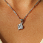 Lustra Sol 925 Sterling Silver Necklace – Gold & Silver Pendant with 18K Gold Plating, Elegant Sterling Silver Jewelry