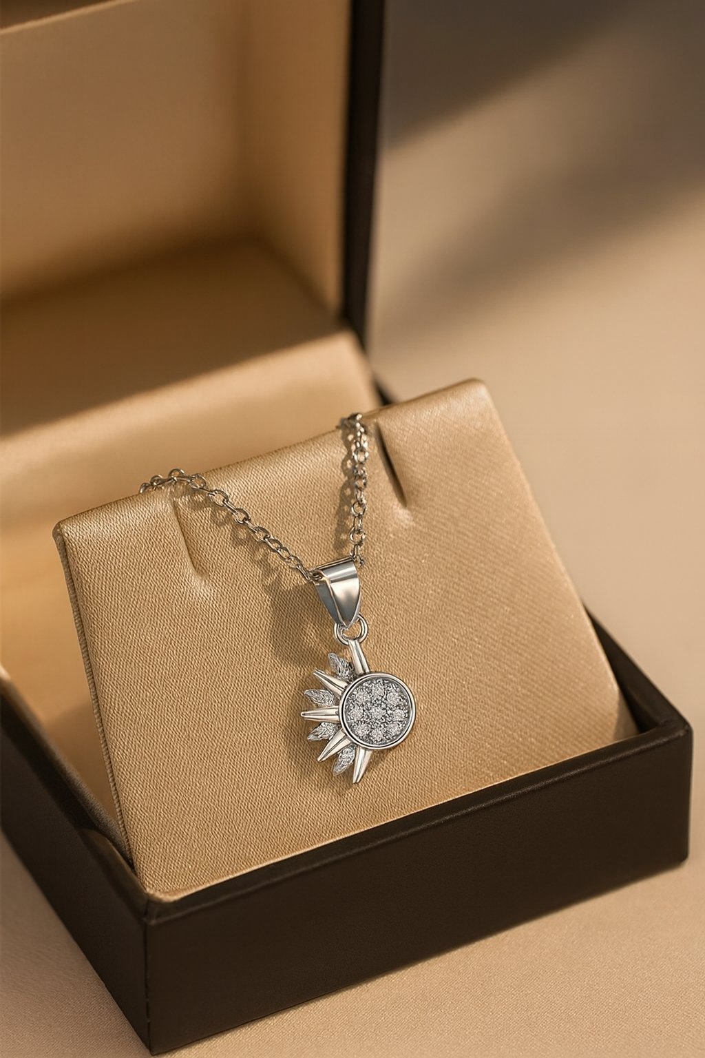 Lustra Sol 925 Sterling Silver Necklace – Gold & Silver Pendant with 18K Gold Plating, Elegant Sterling Silver Jewelry