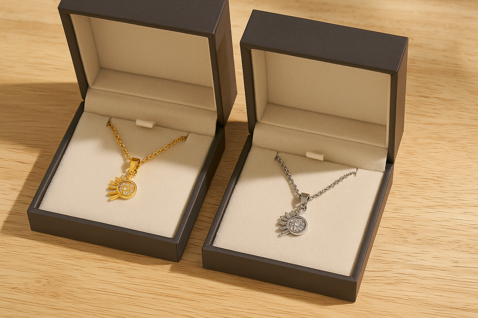 Lustra Sol 925 Sterling Silver Necklace – Gold & Silver Pendant with 18K Gold Plating, Elegant Sterling Silver Jewelry