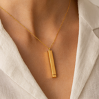 Personalized Monarque Slide Bar 18K Gold Plated Necklace – Elegant 304 Stainless Steel Gold Pendant Jewelry