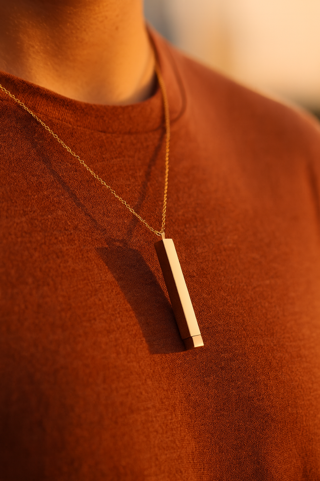Personalized Monarque Slide Bar 18K Gold Plated Necklace – Elegant 304 Stainless Steel Gold Pendant Jewelry