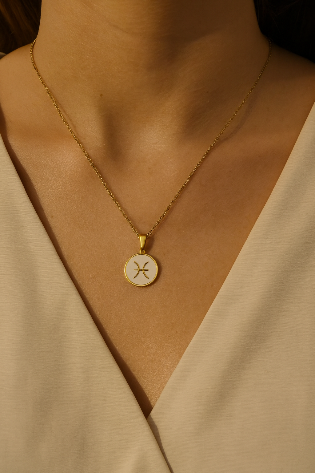 Lux Zodiac Inspired 18K Gold Plated Necklace – 304 Stainless Steel, Waterproof, Anti-Tarnish Astrological Pendant Jewelry