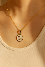 Lux Zodiac Inspired 18K Gold Plated Necklace – 304 Stainless Steel, Waterproof, Anti-Tarnish Astrological Pendant Jewelry