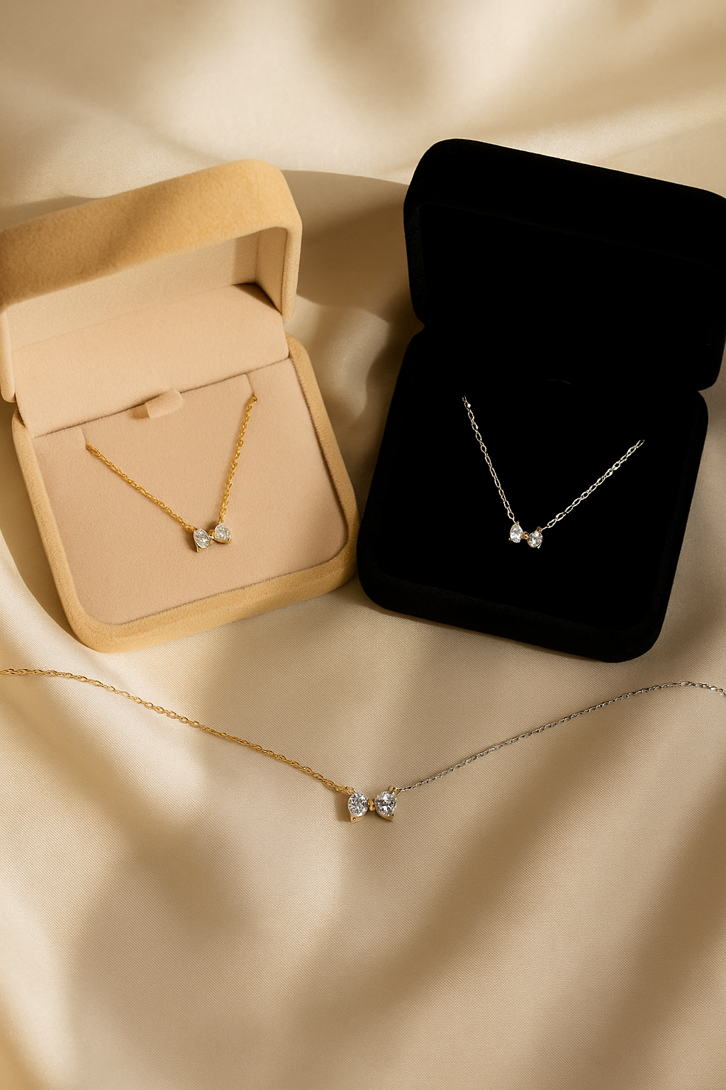 Chérie Bow 925 Sterling Silver Pendant – Elegant Bow Knot Necklace, Waterproof, Anti-Tarnish Jewelry for Women