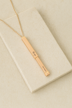 Personalized Monarque Slide Bar 18K Gold Plated Necklace – Elegant 304 Stainless Steel Gold Pendant Jewelry