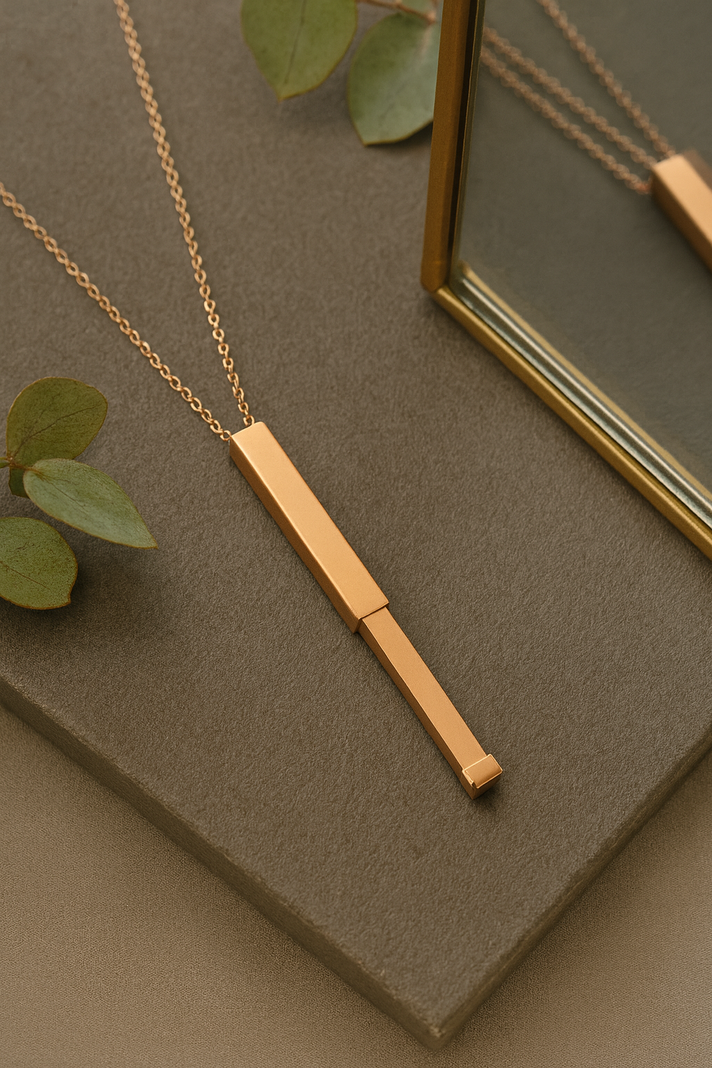 Personalized Monarque Slide Bar 18K Gold Plated Necklace – Elegant 304 Stainless Steel Gold Pendant Jewelry