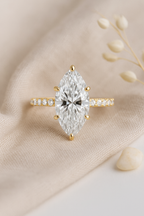 Eterna Marquise Zircon Diamond Ring - 925 Sterling Silver with 14K Gold Plating, Elegant Gold & Silver Zircon Ring for Women