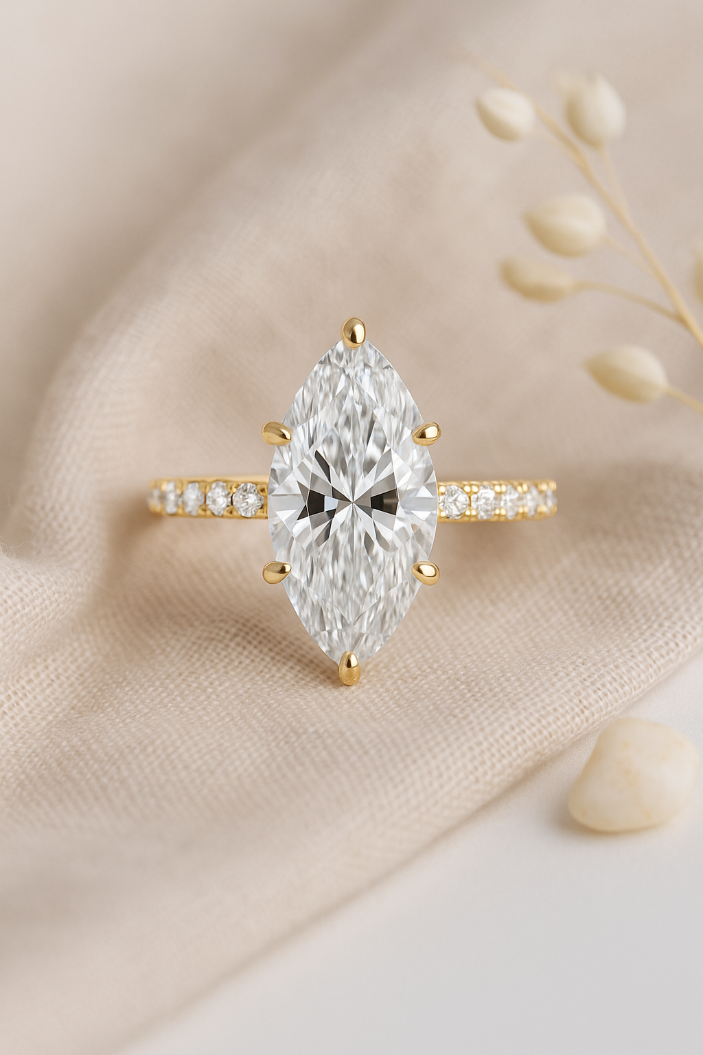Eterna Marquise Zircon Diamond Ring - 925 Sterling Silver with 14K Gold Plating, Elegant Gold & Silver Zircon Ring for Women