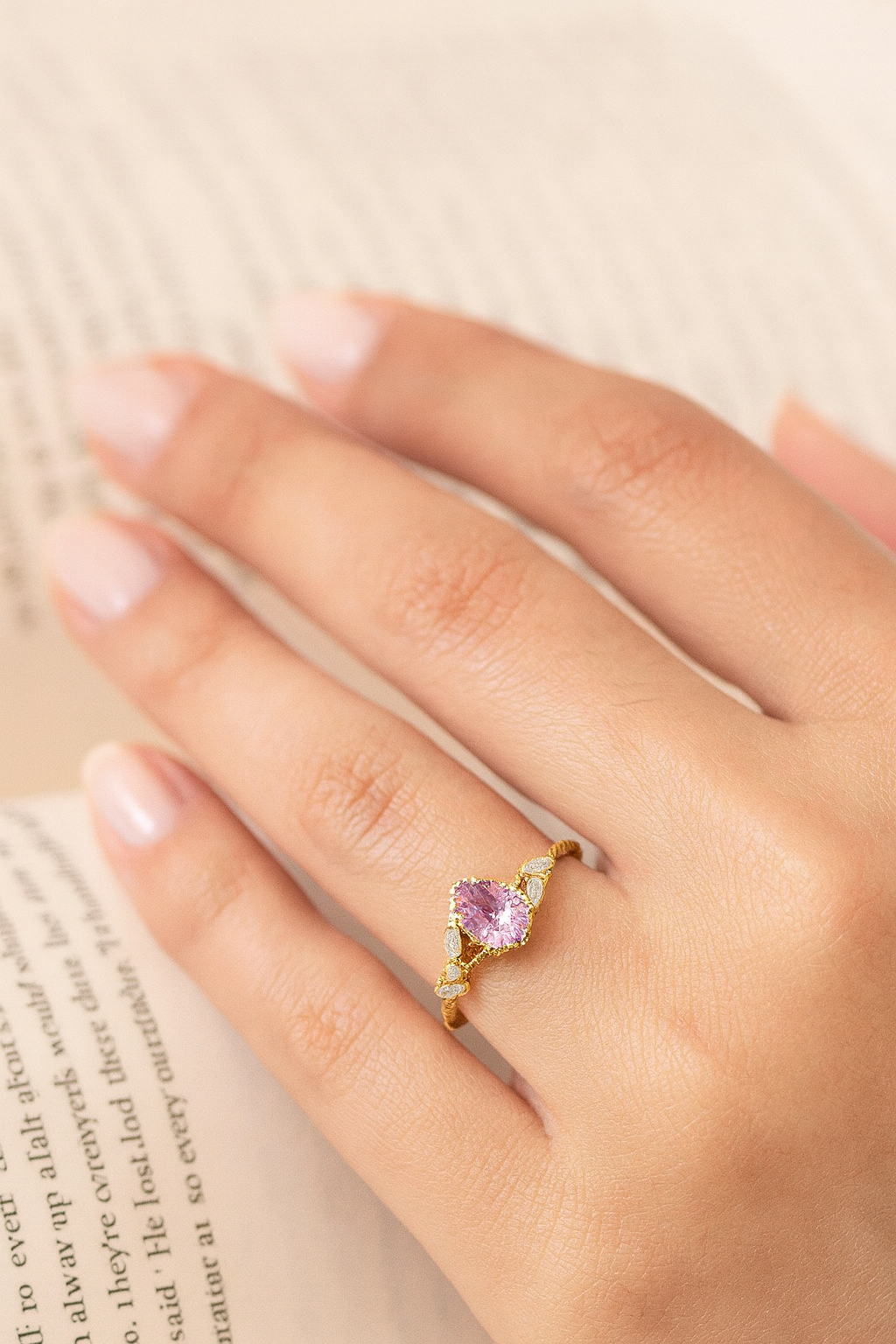 Lavender Serenade Amethyst Zircon Diamond Ring – 925 Sterling Silver with 14K Gold Plating, Elegant Sparkling Zircon Jewelry