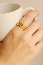 Empire Link 18K Gold Plated Adjustable Ring – Gold 304 Stainless Steel Band, Waterproof, Non-Tarnish, Durable Plated Jewelry