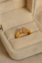 Aurene Ember 24K Gold Plated Zircon Adjustable Ring – Elegant Gold Brass Statement Ring for Women