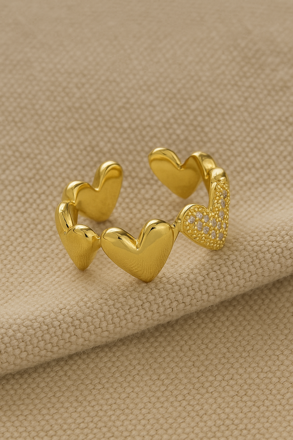 Lover's Glow 18K Gold Plated Zircon Adjustable Ring – Elegant Gold Copper Statement Ring with Sparkling Zircon