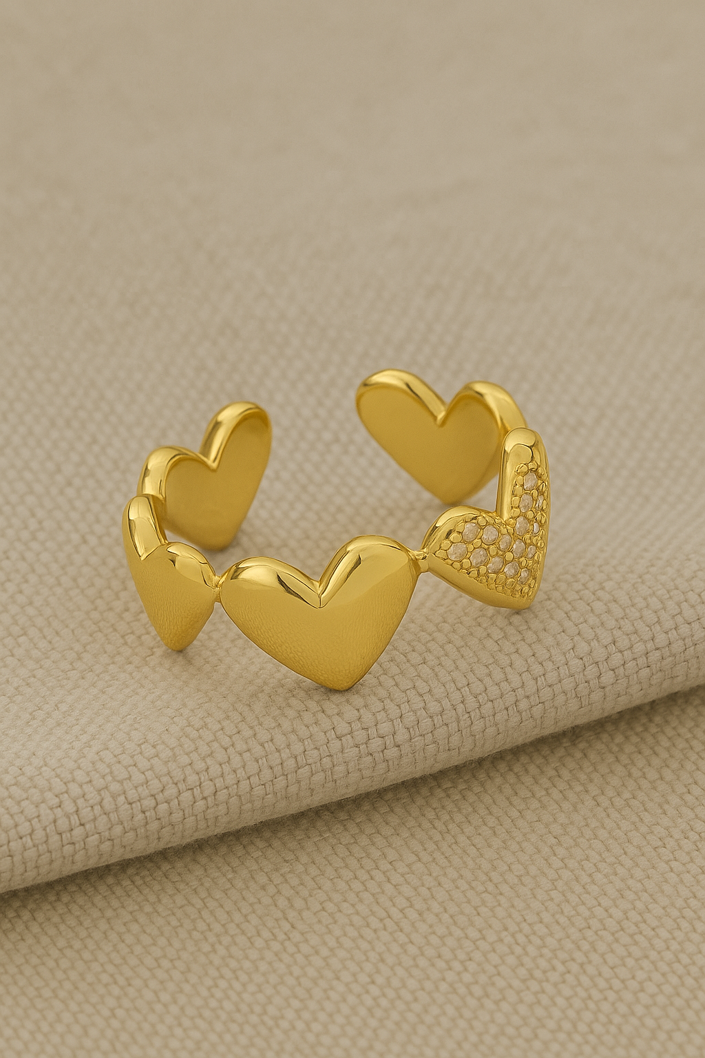 Lover's Glow 18K Gold Plated Zircon Adjustable Ring – Elegant Gold Copper Statement Ring with Sparkling Zircon