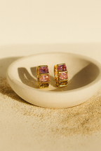 Blush Luxe 24K Gold Plated Zircon Earrings - Elegant Gold Zircon Jewelry for Women, Premium Brass Earrings