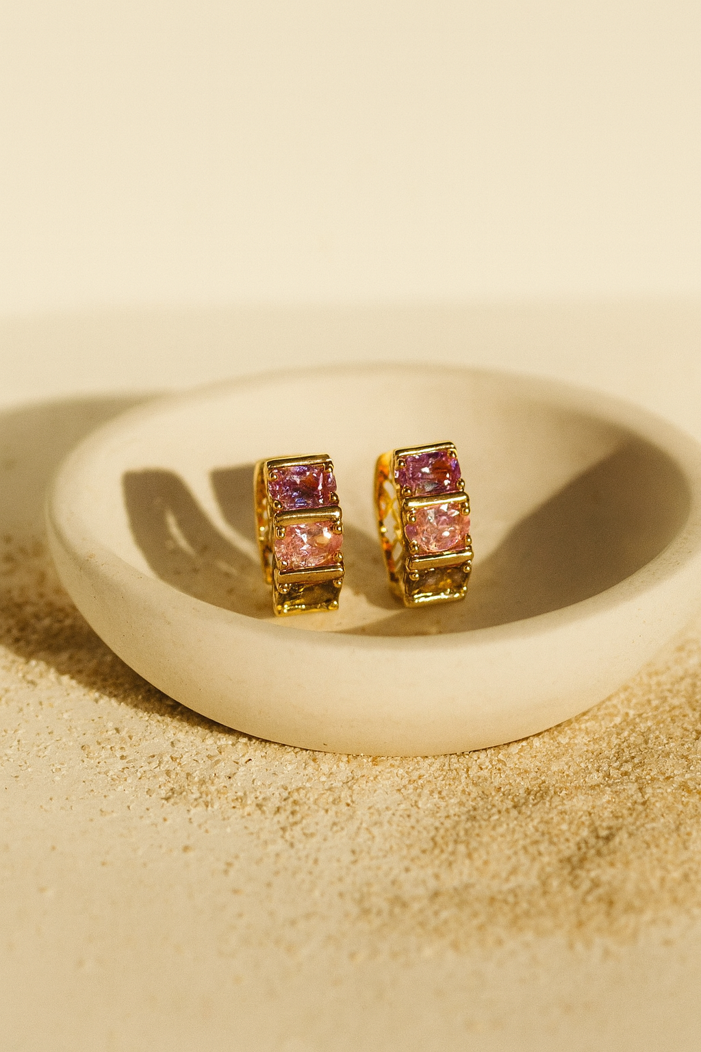 Blush Luxe 24K Gold Plated Zircon Earrings - Elegant Gold Zircon Jewelry for Women, Premium Brass Earrings