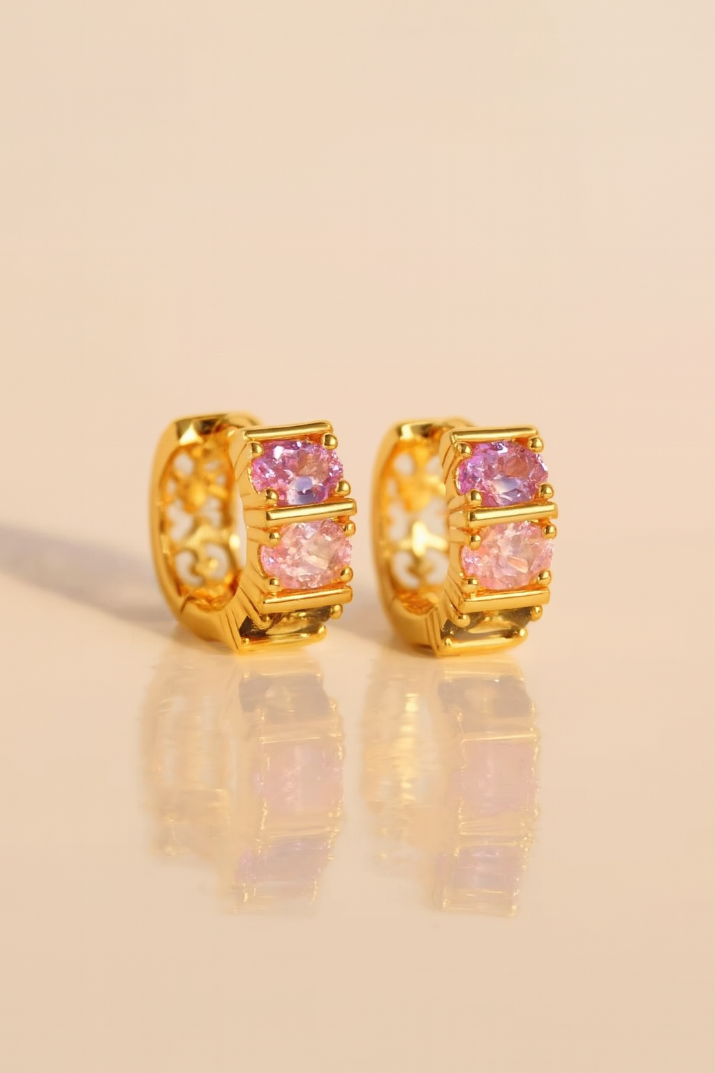 Blush Luxe 24K Gold Plated Zircon Earrings - Elegant Gold Zircon Jewelry for Women, Premium Brass Earrings