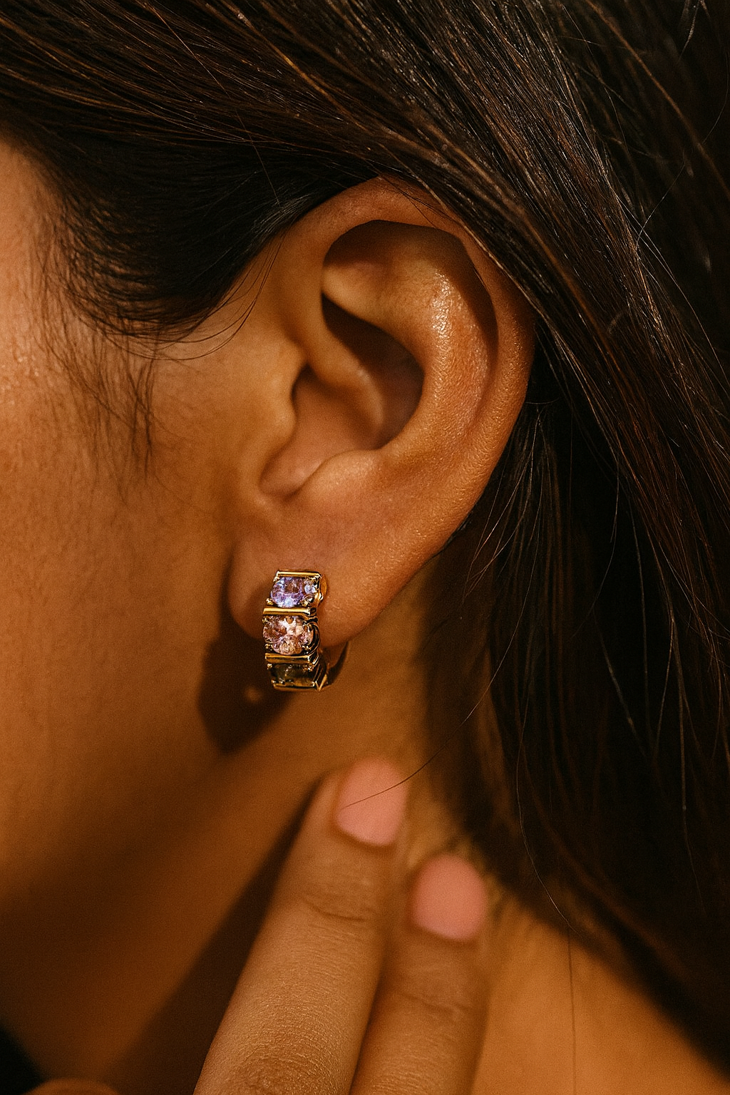 Blush Luxe 24K Gold Plated Zircon Earrings - Elegant Gold Zircon Jewelry for Women, Premium Brass Earrings