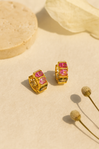 Blush Luxe 24K Gold Plated Zircon Earrings - Elegant Gold Zircon Jewelry for Women, Premium Brass Earrings