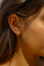Ornara 18K Gold Plated Zircon Hoop Earrings - Dainty Zircon Hoops for Women, Elegant Gold Plated Copper Earrings
