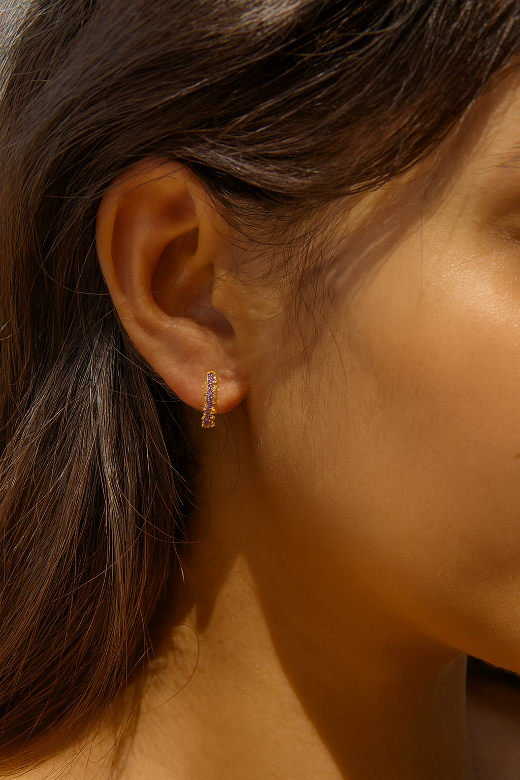 Ornara 18K Gold Plated Zircon Hoop Earrings - Dainty Zircon Hoops for Women, Elegant Gold Plated Copper Earrings