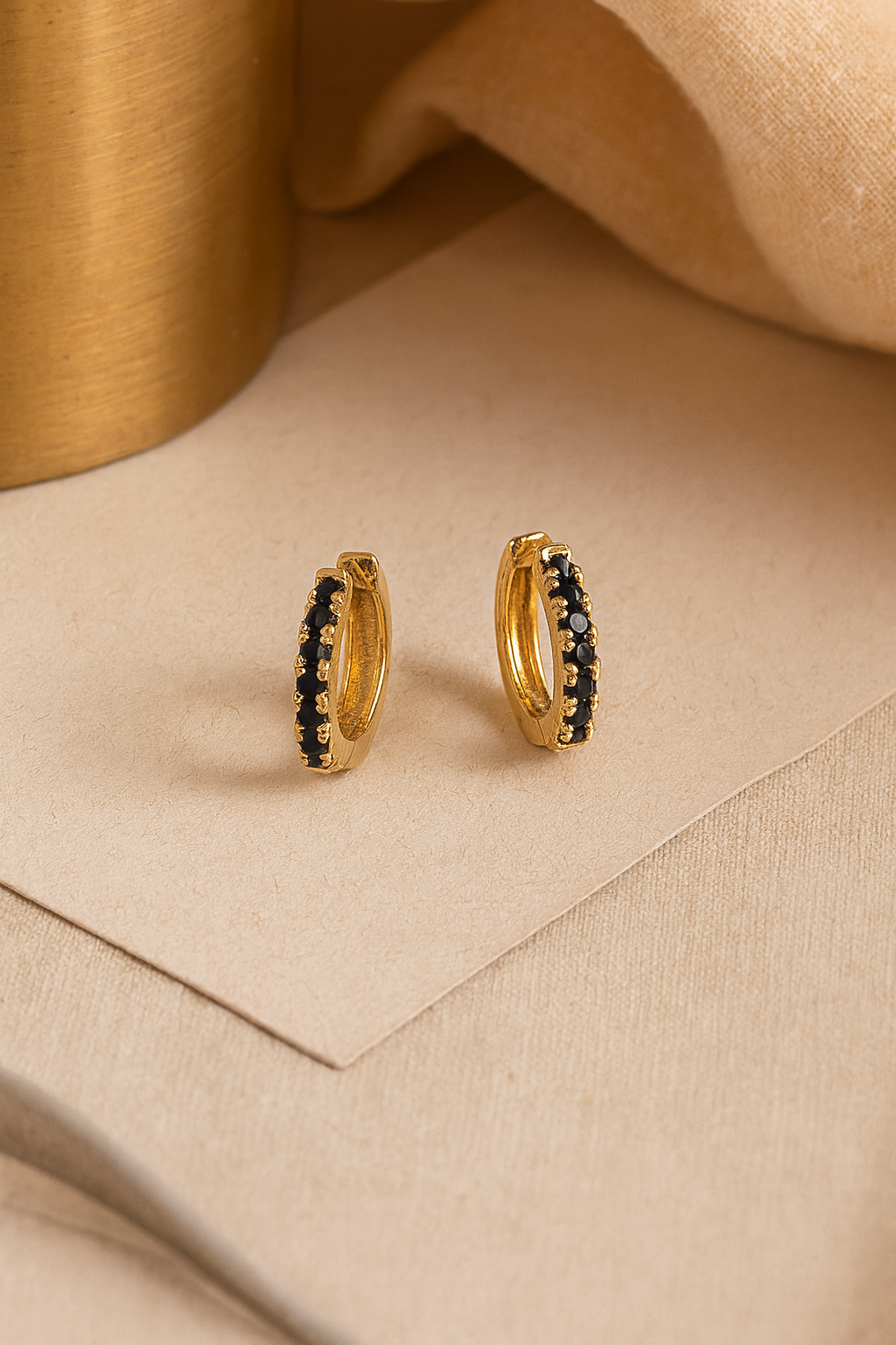 Ornara 18K Gold Plated Zircon Hoop Earrings - Dainty Zircon Hoops for Women, Elegant Gold Plated Copper Earrings