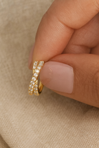 Auri-X 925 Sterling Silver Real 18K Gold Plated Zircon Hoop Earrings -  Gold & White Gold Elegant Hoops for Women