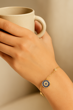 Celestia Evil Eye 925 Sterling Silver Bracelet – Elegant Gold & Silver Protective Bracelet for Women