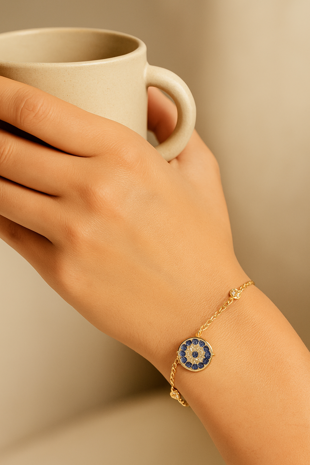 Celestia Evil Eye 925 Sterling Silver Bracelet – Elegant Gold & Silver Protective Bracelet for Women