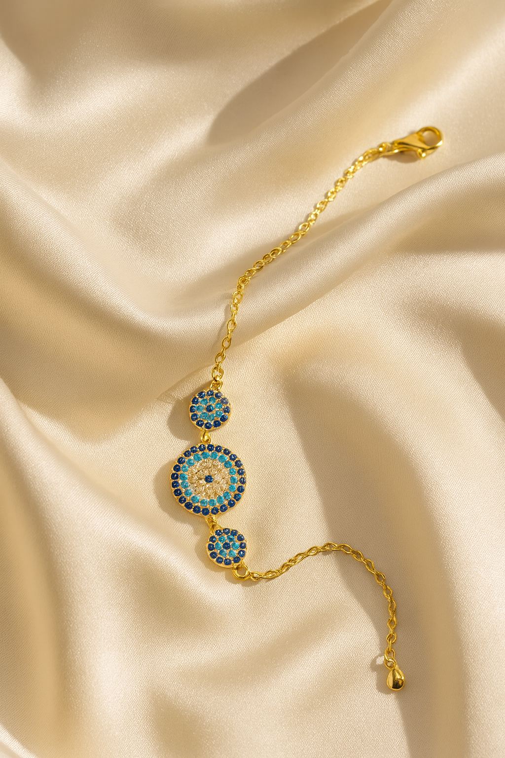 Trio Evil Eye 925 Sterling Silver Bracelet – Elegant Gold & Silver Protective Bracelet for Women