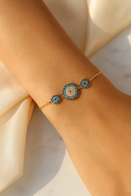 Trio Evil Eye 925 Sterling Silver Bracelet – Elegant Gold & Silver Protective Bracelet for Women