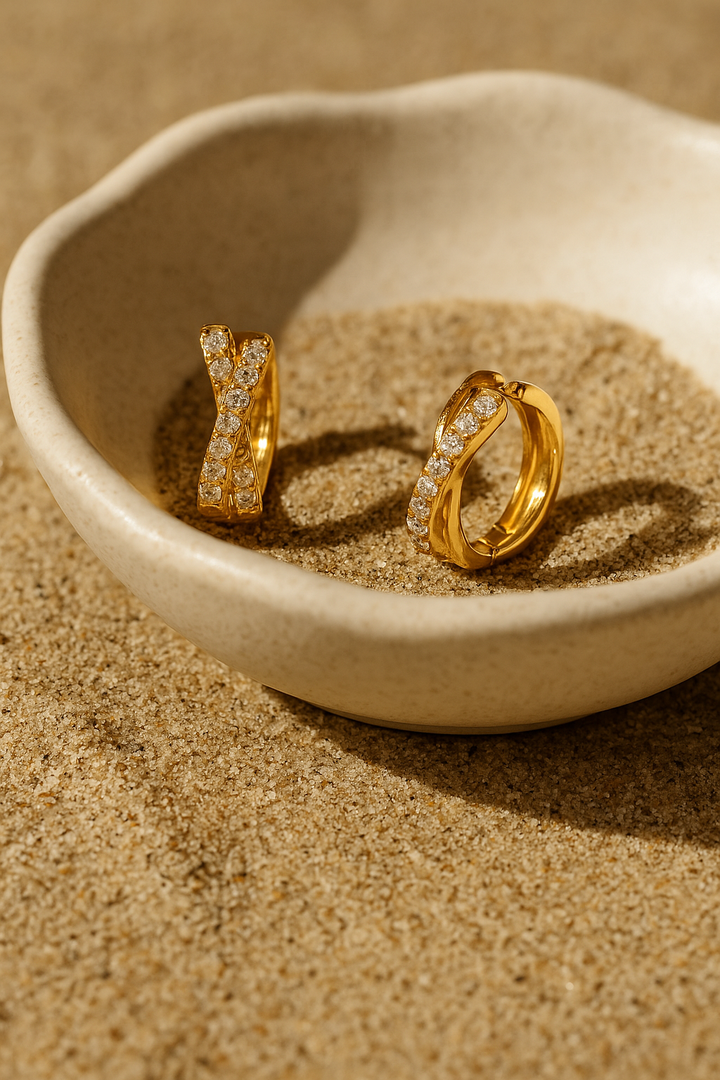 Auri-X 925 Sterling Silver Real 18K Gold Plated Zircon Hoop Earrings -  Gold & White Gold Elegant Hoops for Women