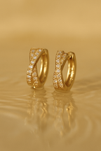 Auri-X 925 Sterling Silver Real 18K Gold Plated Zircon Hoop Earrings -  Gold & White Gold Elegant Hoops for Women