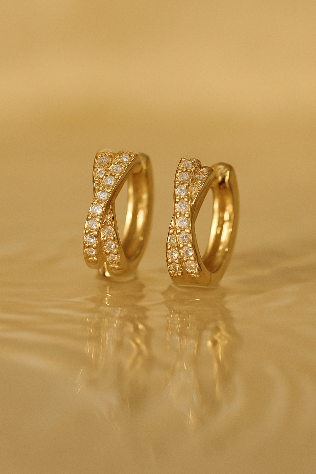 Auri-X 925 Sterling Silver Real 18K Gold Plated Zircon Hoop Earrings -  Gold & White Gold Elegant Hoops for Women