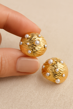 Orbs 24K Gold Plated Pearl Hoop Earrings - Elegant Gold Hoops for Women, 304 Stainless Steel, Classic Statement Earrings