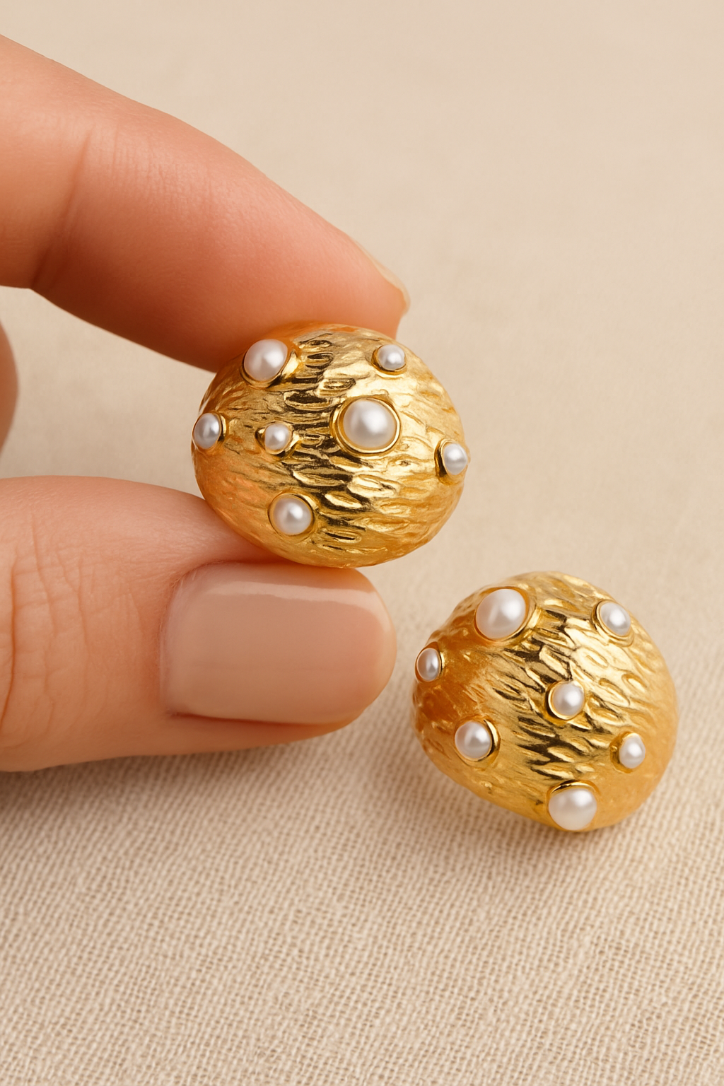 Orbs 24K Gold Plated Pearl Hoop Earrings - Elegant Gold Hoops for Women, 304 Stainless Steel, Classic Statement Earrings