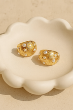 Orbs 24K Gold Plated Pearl Hoop Earrings - Elegant Gold Hoops for Women, 304 Stainless Steel, Classic Statement Earrings